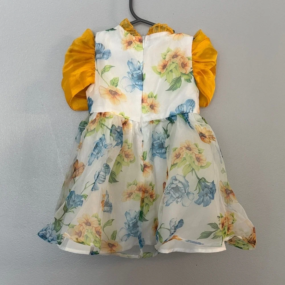 Floral Dress with Yellow Bow